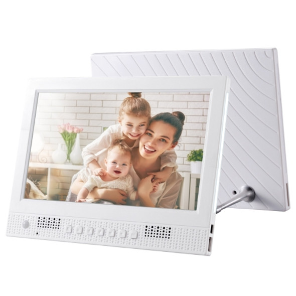 10.1 inch LED Display Multi-media Music & Movie Player Digital Photo Frame with Remote Control, Allwinner E200s Program, Support USB-Disk / SD Card, Body Sensor, Built in Stereo Speaker(White)