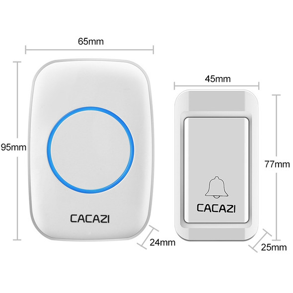 CACAZI A10G One Button One Receivers Self-Powered Wireless Home Cordless Bell, US Plug(White)