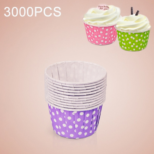 3000 PCS Dot Pattern Round Lamination Cake Cup Muffin Cases Chocolate Cupcake Liner Baking Cup, Size: 6.8 x 5 x 3.9cm (Purple)