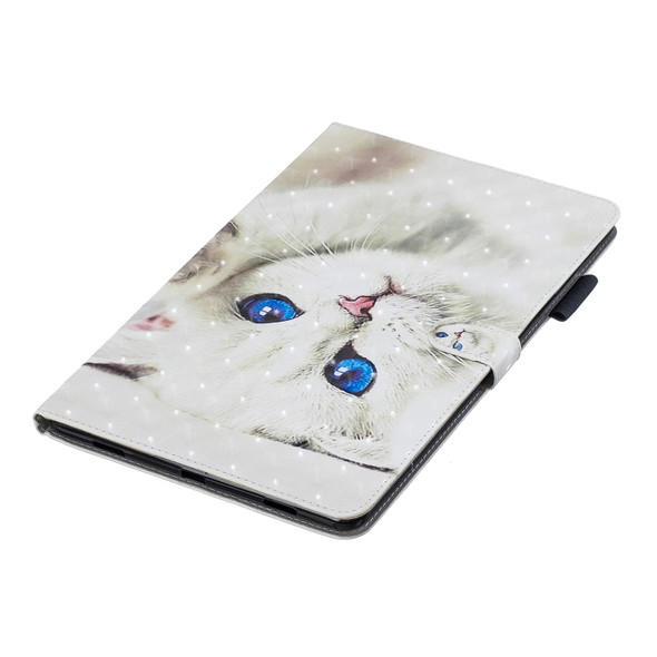 3D Horizontal Flip Leather Case with Holder & Card Slots For Galaxy Tab A 10.5(White Cat)