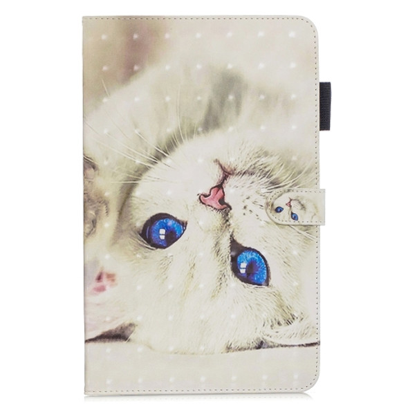 3D Horizontal Flip Leather Case with Holder & Card Slots For Galaxy Tab A 10.5(White Cat)