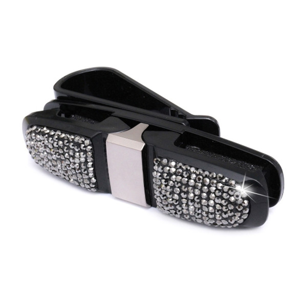 Diamond Mounted Rotating Car Glasses Clip Card Paper Holder Clips(Bright Black )