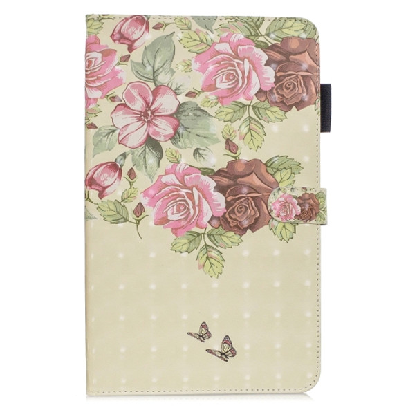 3D Horizontal Flip Leather Case with Holder & Card Slots For Galaxy Tab A 10.5(Flower Butterfly)