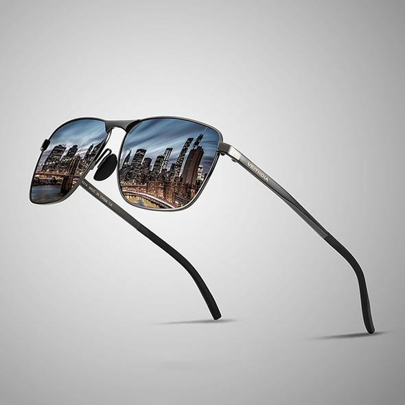 Vintage Square Sunglasses Male UV400 Polarized Lens Sun Glasses(Black)