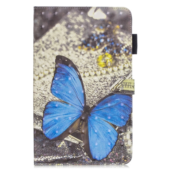 3D Horizontal Flip Leather Case with Holder & Card Slots For Galaxy Tab A 10.5(Blue Butterfly)