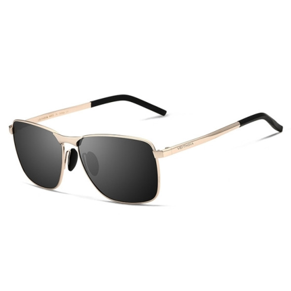 Vintage Square Sunglasses Male UV400 Polarized Lens Sun Glasses(Gold)