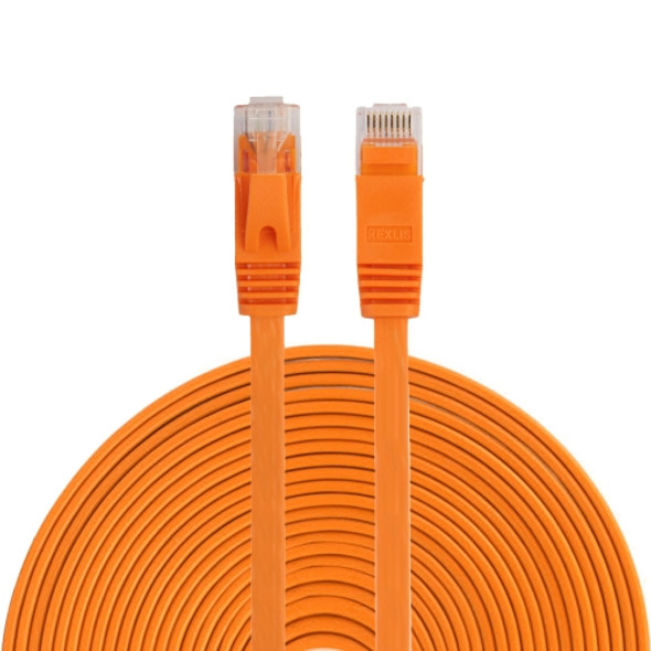 15m CAT6 Ultra-thin Flat Ethernet Network LAN Cable, Patch Lead RJ45 (Orange)