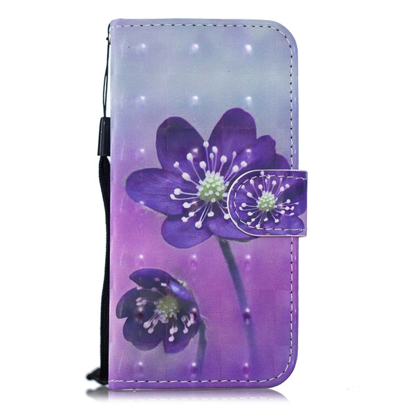 3D Painting Pattern Coloured Drawing Horizontal Flip PU Leather Case with Holder & Card Slots & Wallet For Huawei P Smart / Enjoy 7S(Purple Flower)