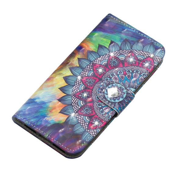 3D Diamond Encrusted Painting Pattern Coloured Drawing Horizontal Flip PU Leather Case with Holder & Card Slots & Wallet For Galaxy S9(Oil Painted Mandala)