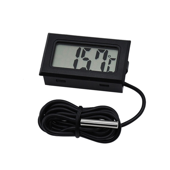 Mini LCD Digital Thermometer for Fridge Freezer, Insert Size 46mm x 26.6mm, Cable Length 1m(Black)