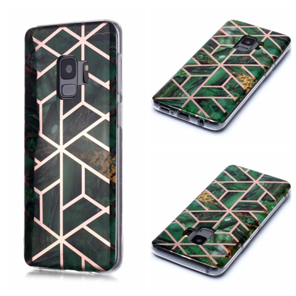 For Galaxy S9 Plating Marble Pattern Soft TPU Protective Case(Green)