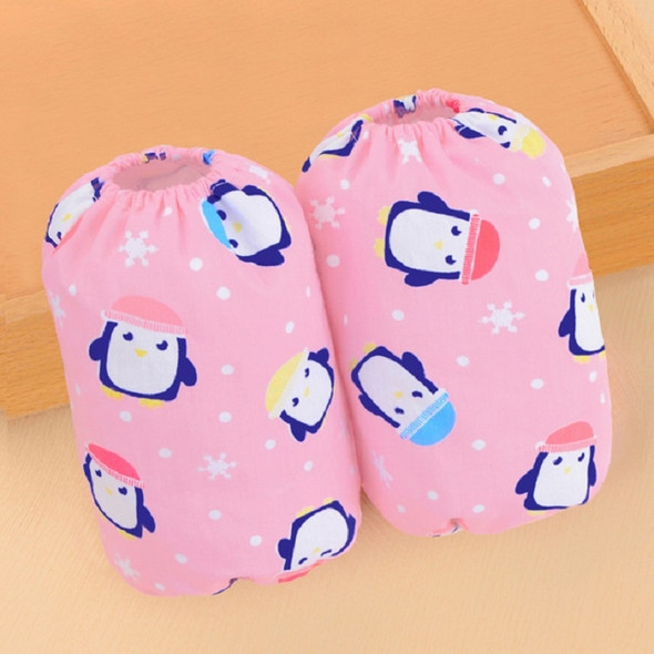Children Cartoon Printed Waterproof and Antifouling Double Cuffs Sleeves(Pink Penguin)