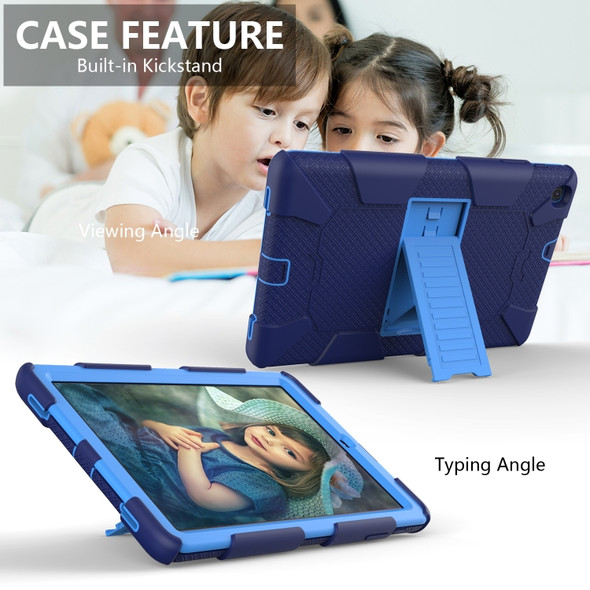 Shockproof Two-Color Silicone Protection Case with Holder for Galaxy Tab A 10.1 (2019) / T510 (Dark Blue+Blue)