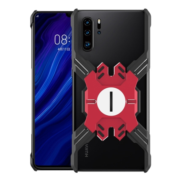 For Huawei P30 Hero Series Anti-fall Wear-resistant Metal Protective Case with Bracket(Black Red)