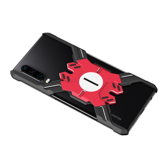For Huawei P30 Hero Series Anti-fall Wear-resistant Metal Protective Case with Bracket(Black Red)