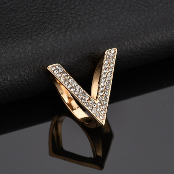 V-shaped Silk Scarf Buckle Gold-Plated Water Drill Brooch(Gold )