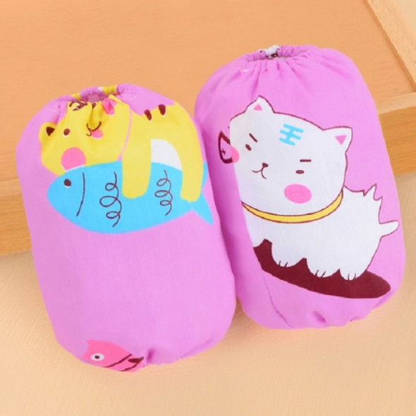 Children Cartoon Printed Waterproof and Antifouling Double Cuffs Sleeves(Pink Cat)
