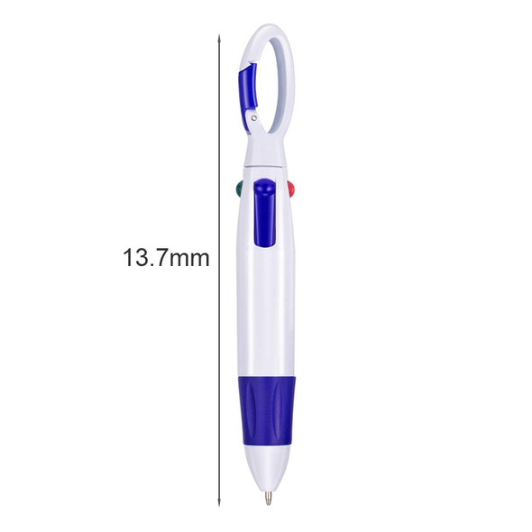 6 PCS Cute Carabiner Ballpoint Pen Multicolor 4 In 1 Colorful Pen School Stationery with Keychain(Blue)