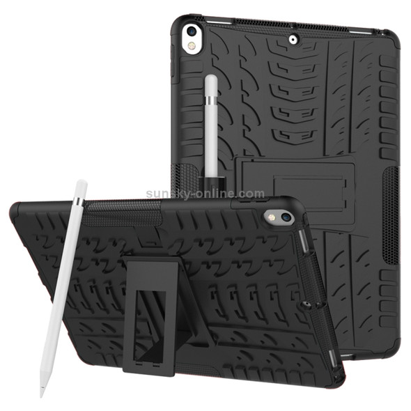 Tire Texture TPU+PC Shockproof Case for iPad Air 2019 / Pro 10.5 inch, with Holder & Pen Slot(Black)