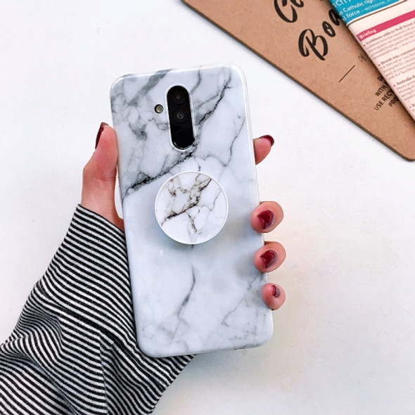 Glossy Marble Folding Bracket Anti-drop TPU Case for Huawei Mate 20 Lite(Z6)