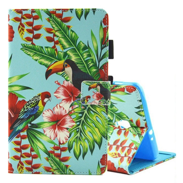 For Galaxy Tab A 8.0  / T380 & T385 Toucan Pattern Horizontal Flip Leather Case with Holder & Card Slots