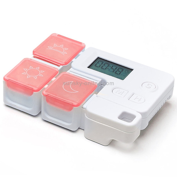 Portable Intelligent Plastic Storage Box Electronic Timing Reminder Medicine Boxes(Bright Red)