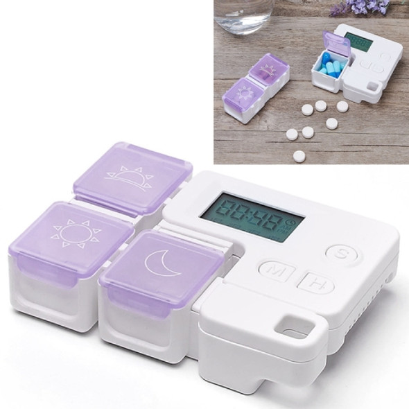 Portable Intelligent Plastic Storage Box Electronic Timing Reminder Medicine Boxes(Purple)