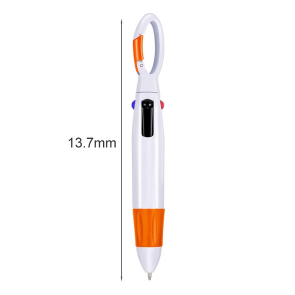 6 PCS Cute Carabiner Ballpoint Pen Multicolor 4 In 1 Colorful Pen School Stationery with Keychain(Orange)