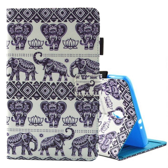 For Galaxy Tab A 8.0  / T380 & T385 Elephant Lotus Pattern Horizontal Flip Leather Case with Holder & Card Slots