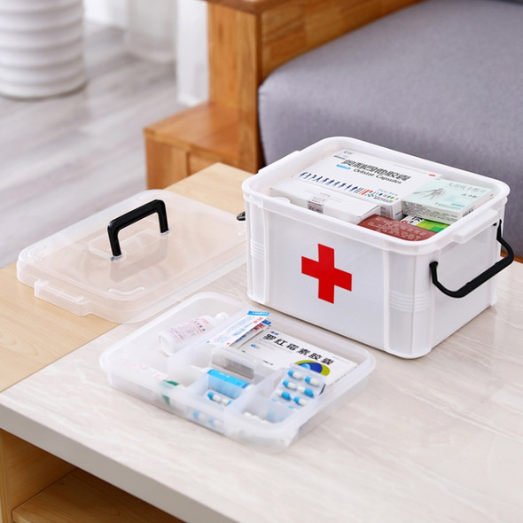 S Family Medical Box Multi-layer Medical Emergency Medicine Storage Box Household Plastic Medicine Box(White)