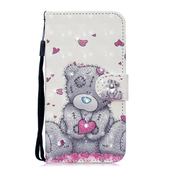 3D Diamond Encrusted Painting Pattern Coloured Drawing Horizontal Flip PU Leather Case with Holder & Card Slots & Wallet For Galaxy S10(Love Bear)