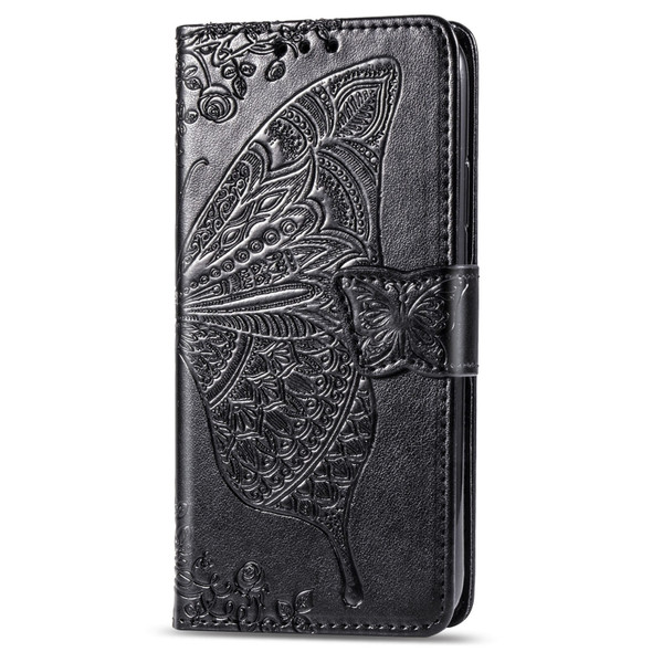 For Huawei Nova 6 Butterfly Love Flower Embossed Horizontal Flip Leather Case with Bracket / Card Slot / Wallet / Lanyard(Black)