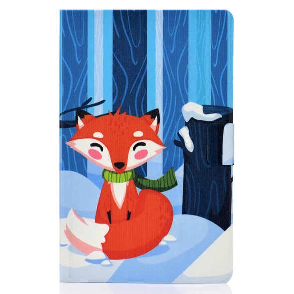 Colored Drawing Universal Voltage Craft Cloth TPU Protective Case, with Holder & Sleep / Wake-up Function & Card Slots & Anti-slip Strip for Galaxy Tab A 10.5 T590 / T595(Red Fox)