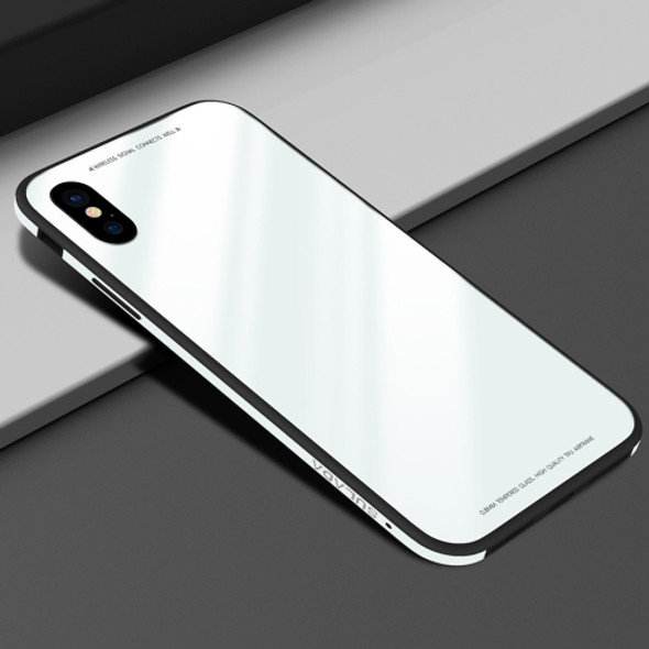 SULADA Metal Frame Toughened Glass Case for iPhone XR (White)