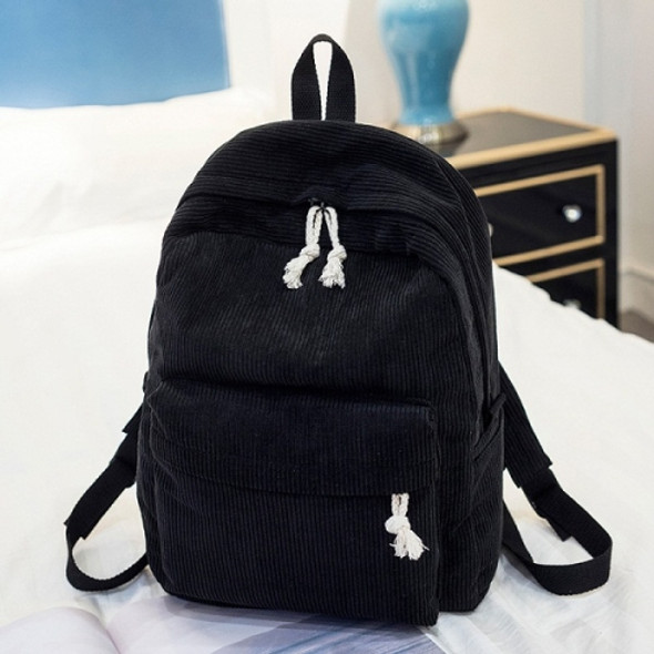 Soft Fabric Backpack Female Corduroy Design School Backpack for Teenage Girls Women(Black)