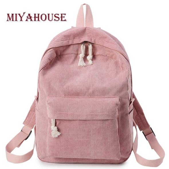 Soft Fabric Backpack Female Corduroy Design School Backpack for Teenage Girls Women(Black)