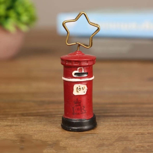 2 PCS Mailbox Shape Photo Paper Clip Note Holder Desk Name Card Clip(Red)