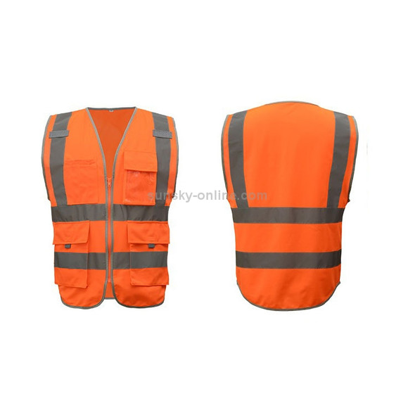 Multi-pockets Safety Vest Reflective Workwear Clothing, Size:XL-Chest 124cm(Orange)