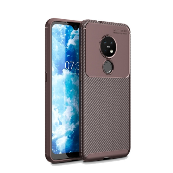 For Nokia 7.2 Carbon Fiber Texture Shockproof TPU Case(Brown)