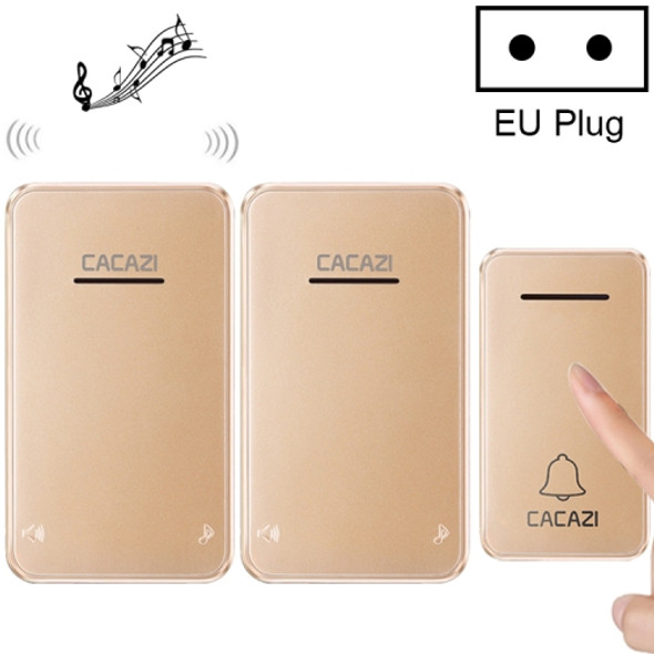 CACAZI FA8 One Button Two Receivers Self-Powered Smart Home Wireless Doorbell, EU Plug(Gold)