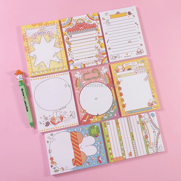 2 PCS Cute Cartoon Bread Bunny Note Book Hand Memo Material Notes Can Tear Memo Portable Notepad, Pages:80?(Dialog Rabbit)