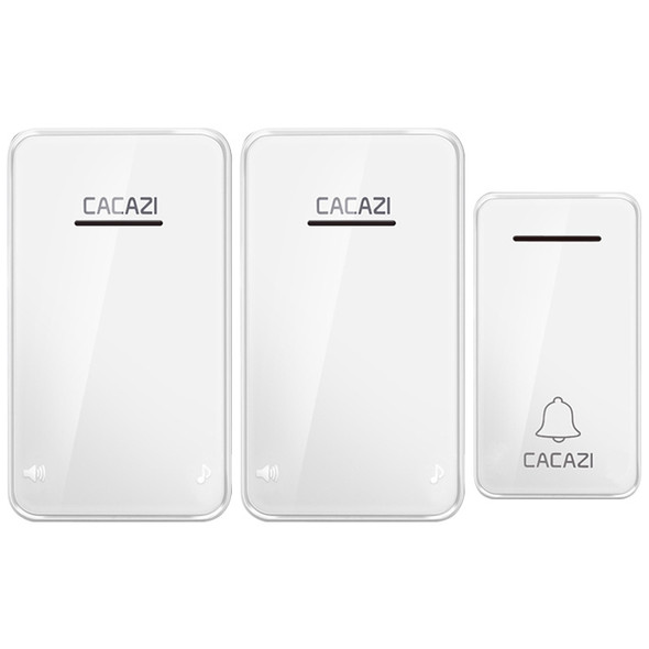CACAZI FA8 One Button Two Receivers Self-Powered Smart Home Wireless Doorbell, EU Plug(White)