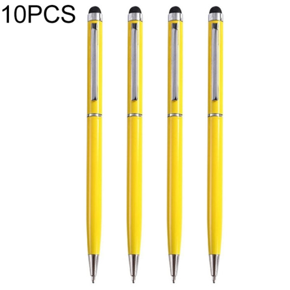 2 PCS Touch Pen Capacitive Touch Ballpoint Pen Children Student Stationery School Office Supplies, Ink Color:Black(Yellow)