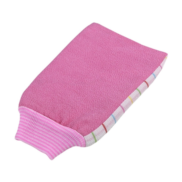 Thick Double-sided Bath Towel Bath Gloves(Pink)