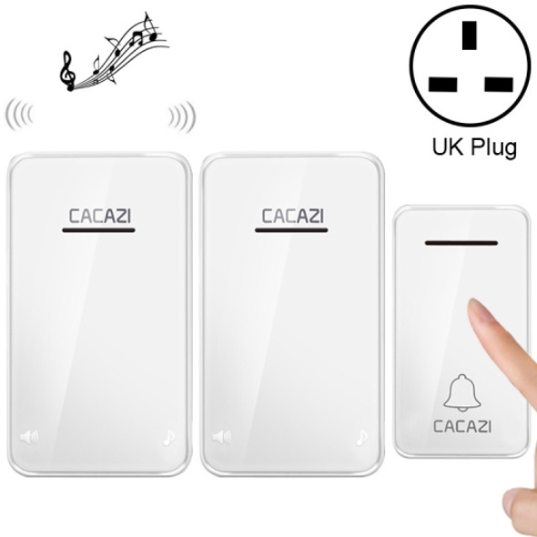 CACAZI FA8 One Button Two Receivers Self-Powered Smart Home Wireless Doorbell, UK Plug(White)