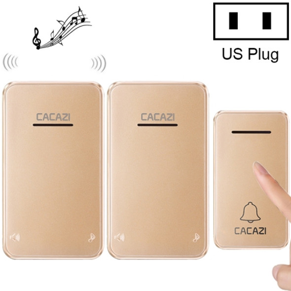 CACAZI FA8 One Button Two Receivers Self-Powered Smart Home Wireless Doorbell, US Plug(Gold)