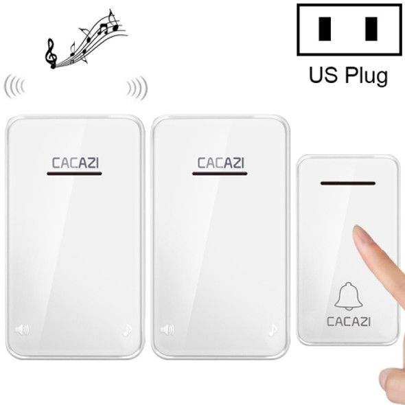 CACAZI FA8 One Button Two Receivers Self-Powered Smart Home Wireless Doorbell, US Plug(White)
