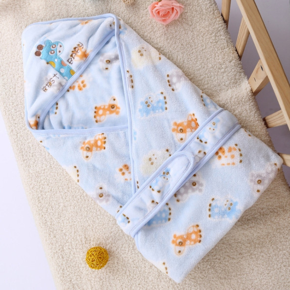 93*93cm Newborn Baby Wrapped Spring Autumn Winter Supplies Thick Warm Flannel Quilt Towel( Sky Blue Giraffe )