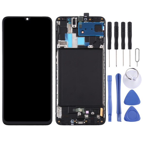 Original Super AMOLED Material LCD Screen and Digitizer Full Assembly with Frame for Galaxy A70