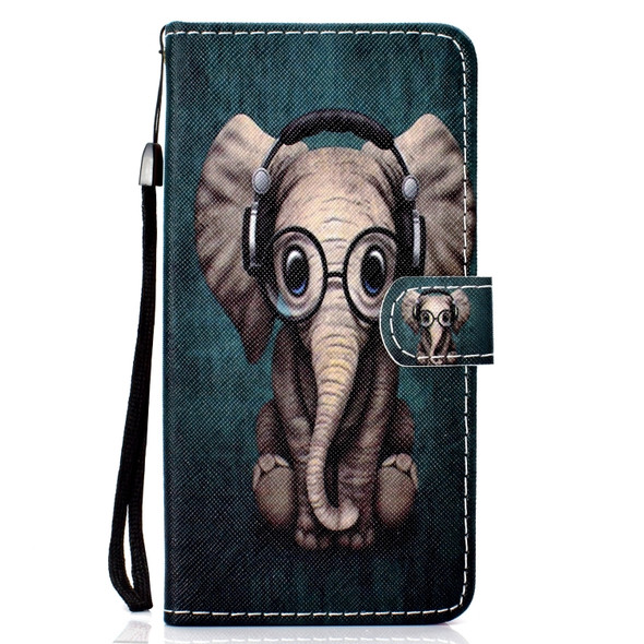 For iPhone 11 Colored Drawing Stitching Horizontal Flip Leather Case with Holder & Card Slots & Wallet(Elephant)